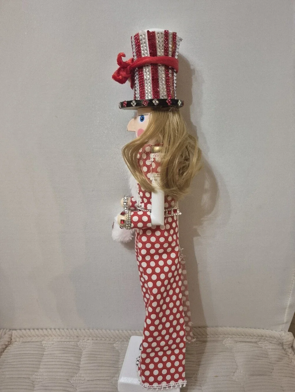 Holiday Red Polka Dot Nutcracker Lady Decorative Home Holiday Figurine